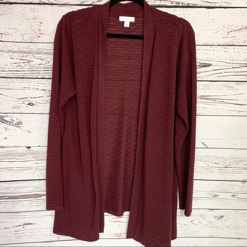 Charter Club Cardigan Sweater Burgundy Medium